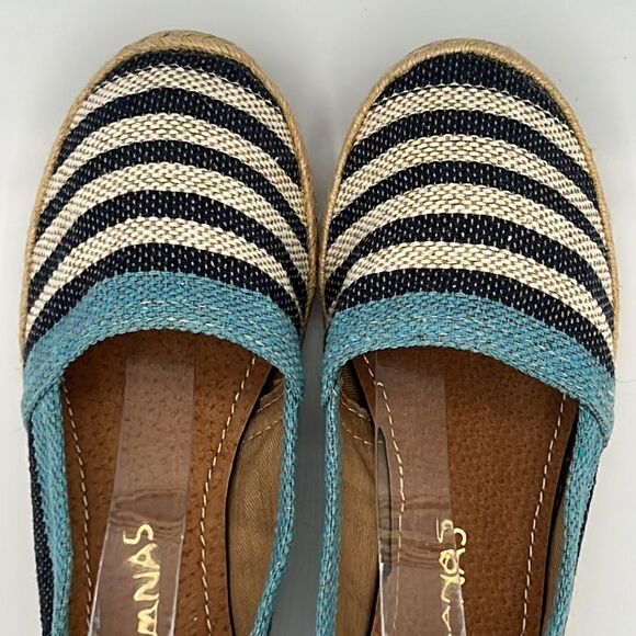 Kaanas Striped Blue/White Espadrilles With Blue Trim Size 7 / EU 37 - Picture 6 of 13